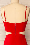 Komia Red Fitted Midi Dress w/ Cut-Outs | La petite garçonne back close-up