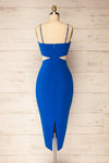 Komia Royal Blue Fitted Midi Dress w/ Cut-Outs | La petite garçonne back close-up