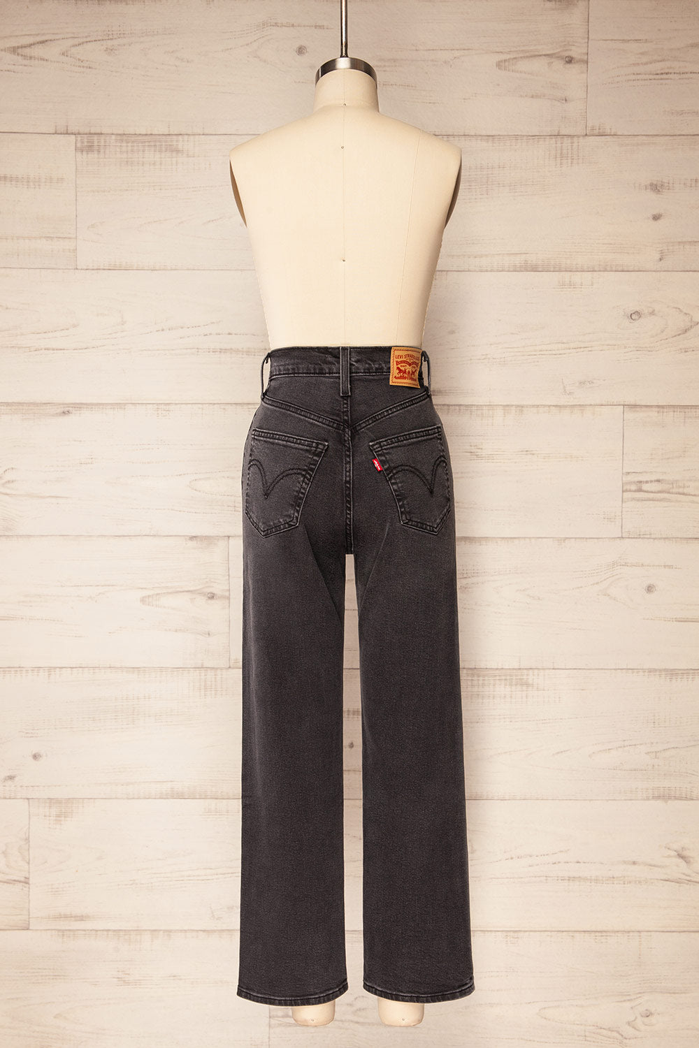 Konawskie Black High Rise Straight Leg Jeans | La petite garçonne back view