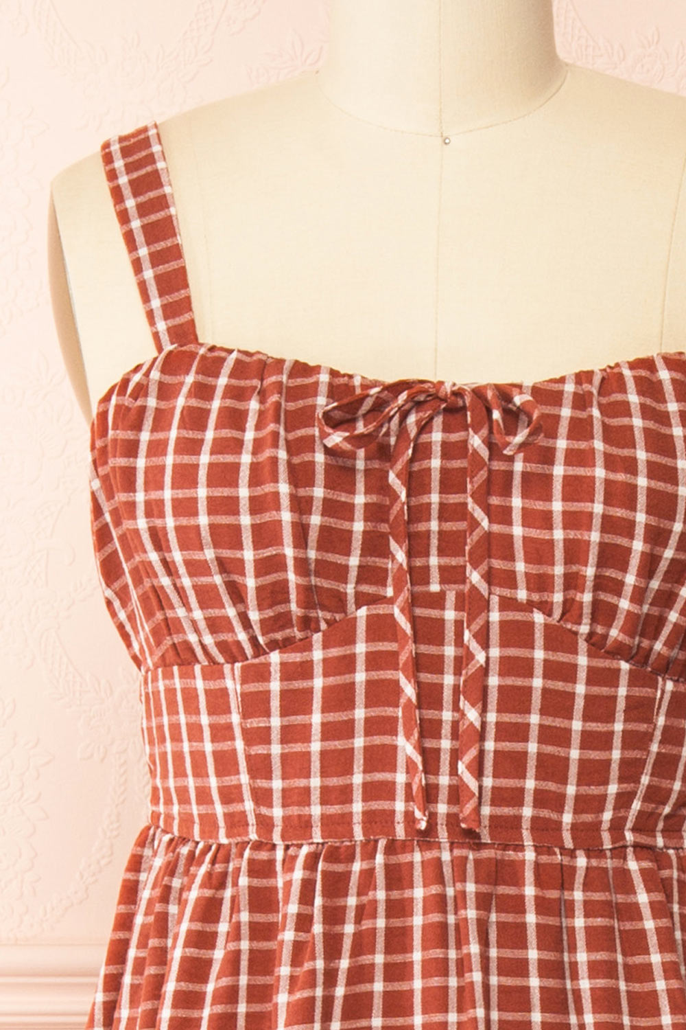 Kono Rust Midi Plaid Dress with Pockets | Boutique 1861 side view