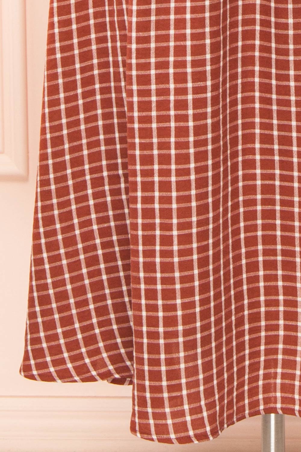 Kono Rust Midi Plaid Dress with Pockets | Boutique 1861 bottom