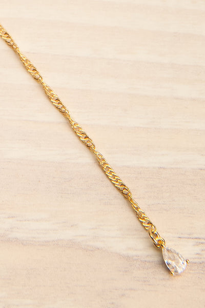 Konstantynow Gold Pendant Necklace w/ Teardrop Crystal flat close-up