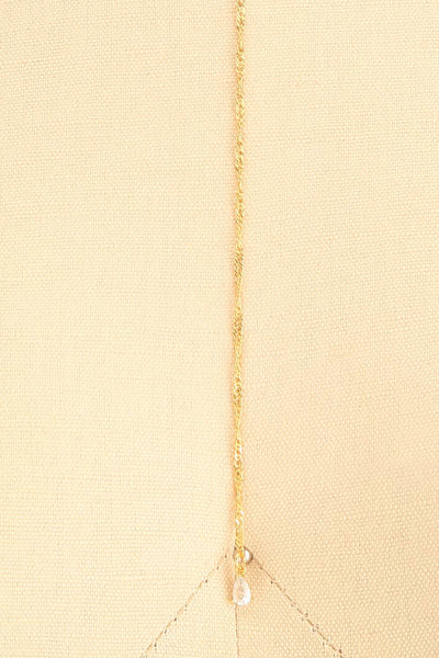 Konstantynow Gold Pendant Necklace w/ Teardrop Crystal close-up