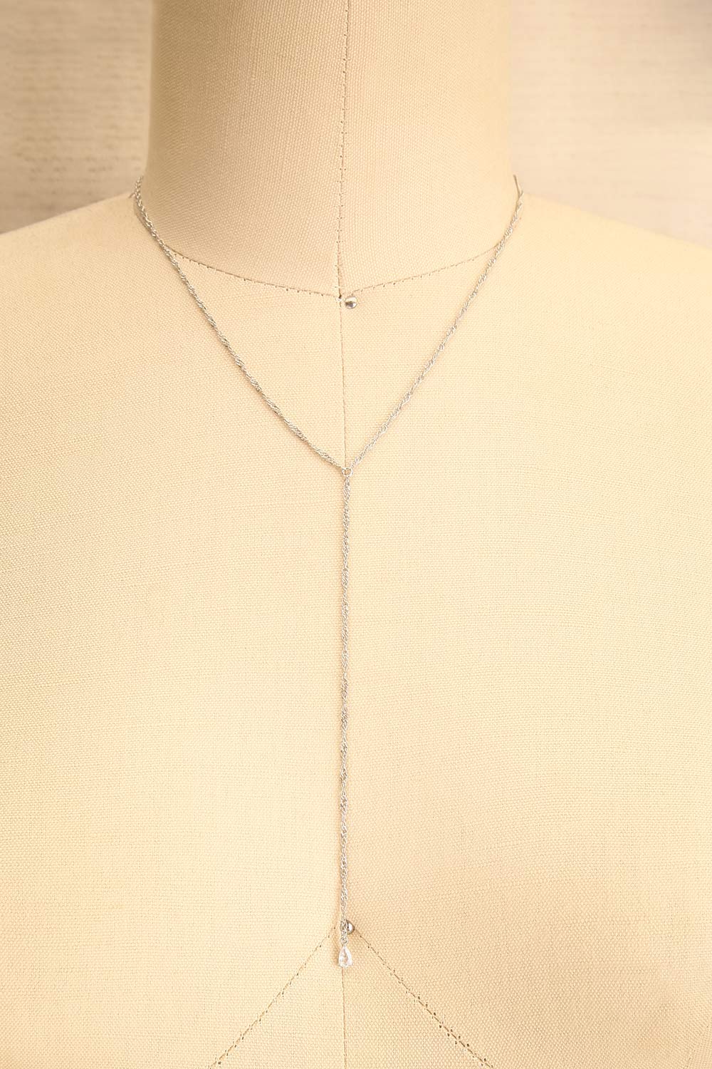 Konstantynow Silver Pendant Necklace w/ Teardrop Crystal  