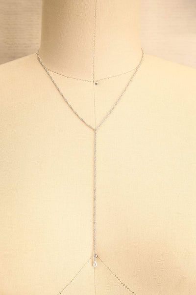 Konstantynow Silver Pendant Necklace w/ Teardrop Crystal