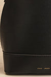 Kora Small Black Vegan Leather Backpack | La petite garçonne front close-up