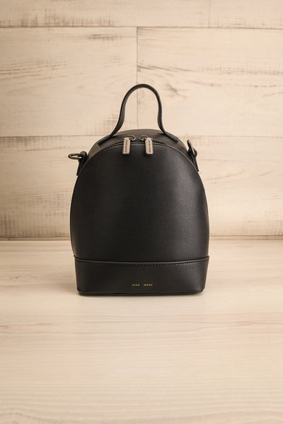 Kora Small Black Vegan Leather Backpack | La petite garçonne front view