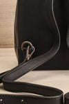 Kora Small Black Vegan Leather Backpack | La petite garçonne strap close-up