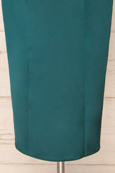 Korina Green Fitted Satin Midi Dress | La petite garçonne  bottom