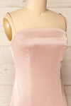 Korina Pink Fitted Satin Midi Dress | La petite garçonne side close-up