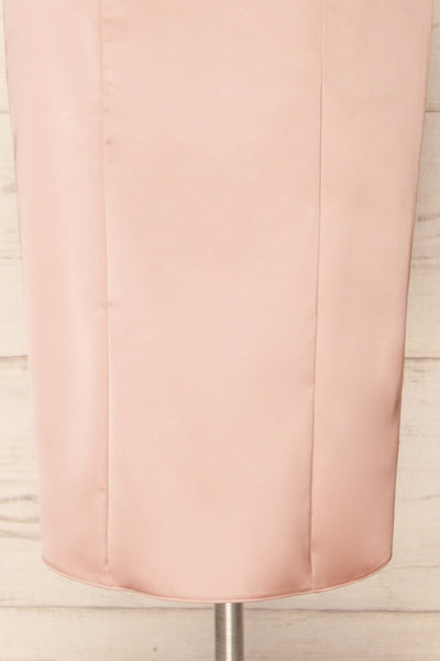 Korina Pink Fitted Satin Midi Dress | La petite garçonne  bottom