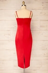 Korina Red Fitted Satin Midi Dress | La petite garçonne  back view