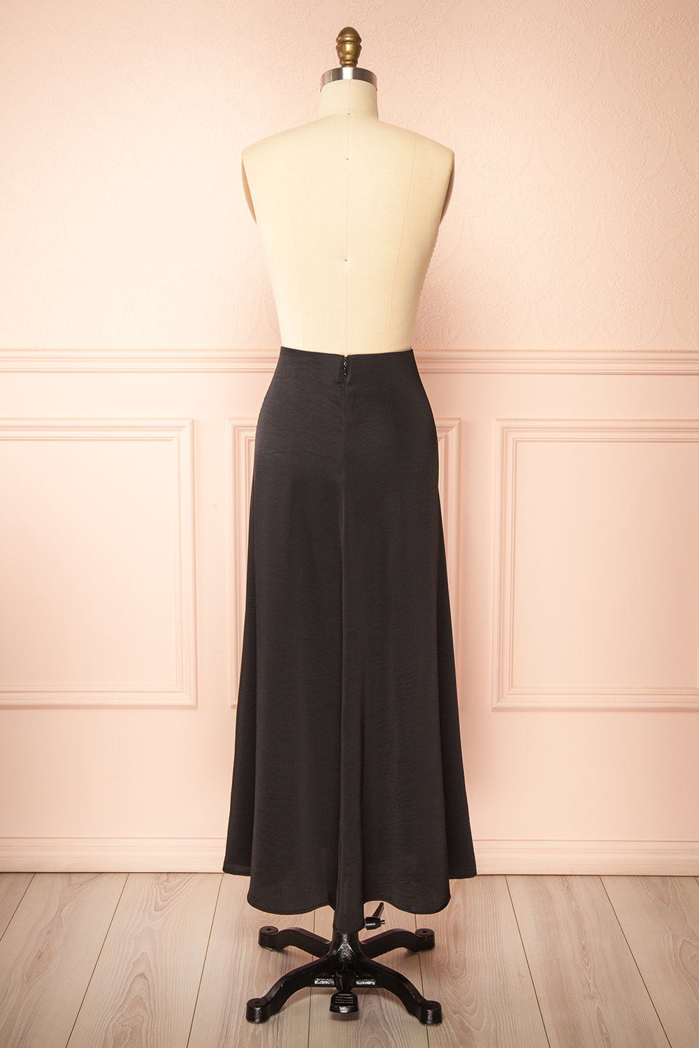 Kormo Black Long Satin Skirt | Boutique 1861 back view