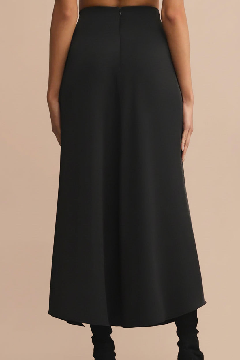 Kormo Black Long Satin Skirt | Boutique 1861 back model