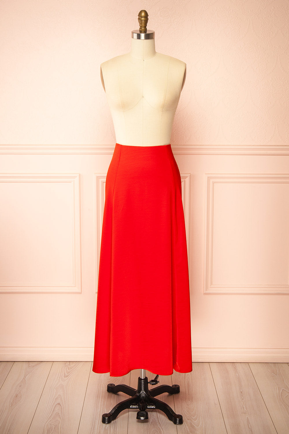 Kormo Red Long Satin Skirt | Boutique 1861 front view
