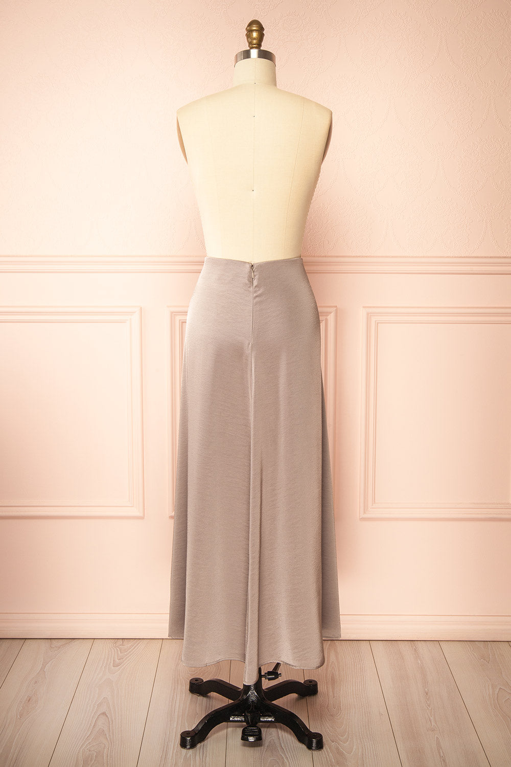 Kormo Taupe Long Satin Skirt | Boutique 1861 back view