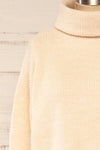 Koror Beige Knit Turtleneck Sweater Dress | La petite garçonne front close-up