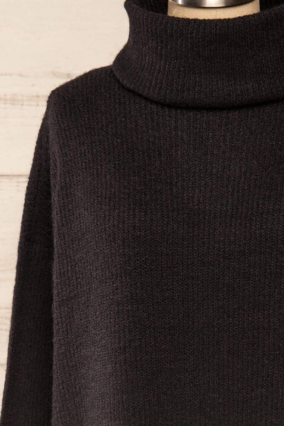 Koror Black Knit Turtleneck Sweater Dress | La petite garçonne front close-up