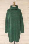 Koror Green Knit Turtleneck Sweater Dress | La petite garçonne front view