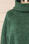 Koror Green Knit Turtleneck Sweater Dress | La petite garçonne  front close-up