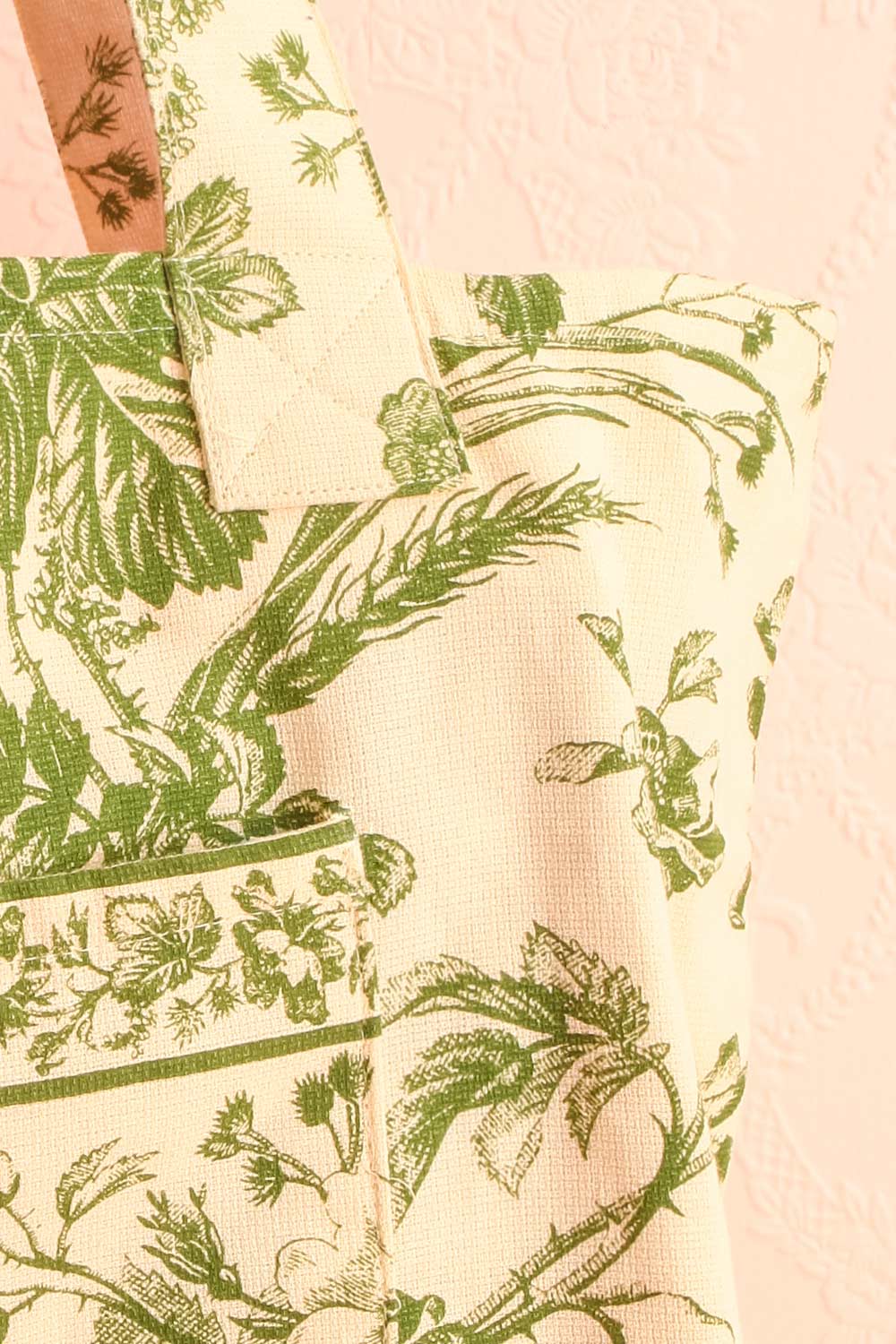 Koulina Green Floral Pattern Tote Bag | Boutique 1861 close-up