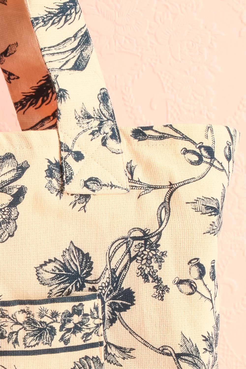 
Koulina Navy Floral Pattern Tote Bag | Boutique 1861 close-up