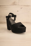 Kristy Black Chunky Heeled Platform Suede Sandals | La petite garçonne front view