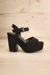 Kristy Black Chunky Heeled Platform Suede Sandals | La petite garçonne side view