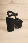 Kristy Black Chunky Heeled Platform Suede Sandals | La petite garçonne back view