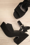Kristy Black Chunky Heeled Platform Suede Sandals | La petite garçonne flat view