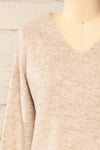 Kuching Beige | Soft Knit V-Neck Sweater
