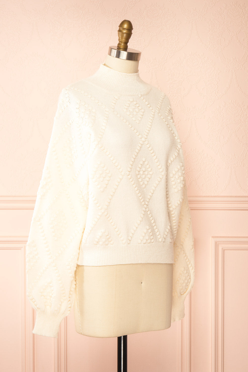 Kumari Textured Ivory Knit Sweater | Boutique 1861 side view