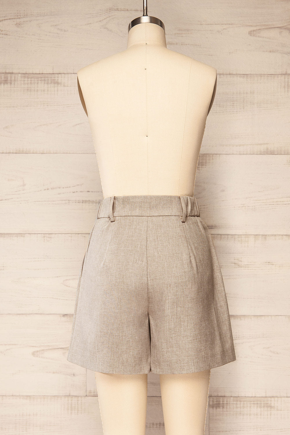 Kunga Grey High-Waisted Shorts w/ Pockets | La petite garçonne back view