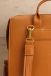 Kylie Caramel Small Vegan Leather Backpack | La petite garçonne back close-up