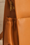 Kylie Caramel Small Vegan Leather Backpack | La petite garçonne side close-up