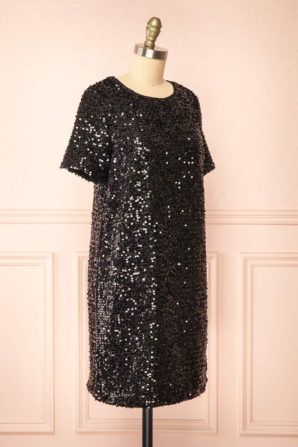 Kyomi Black Short Sequin Dress | Boutique 1861 side view