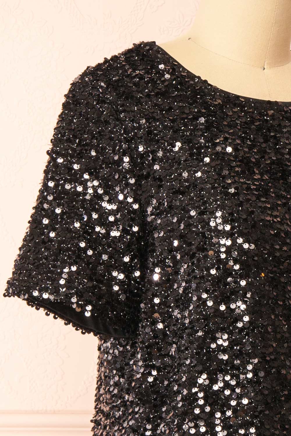 Kyomi Black Short Sequin Dress | Boutique 1861 side