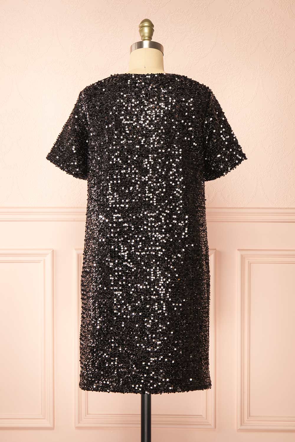 Kyomi Black Short Sequin Dress | Boutique 1861 back view