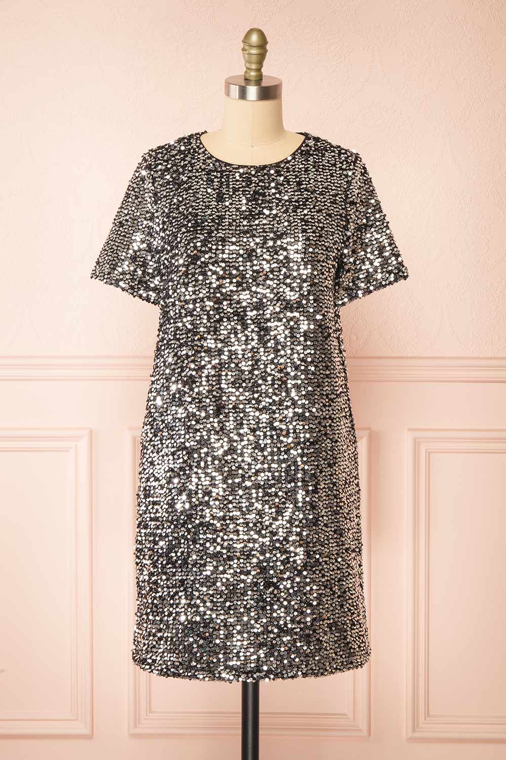 Kyomi Silver Short Sequin Dress | Boutique 1861 front view