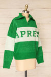 Kyzyl Green Knit Quarter Zip Sweater | La petite garçonne side view