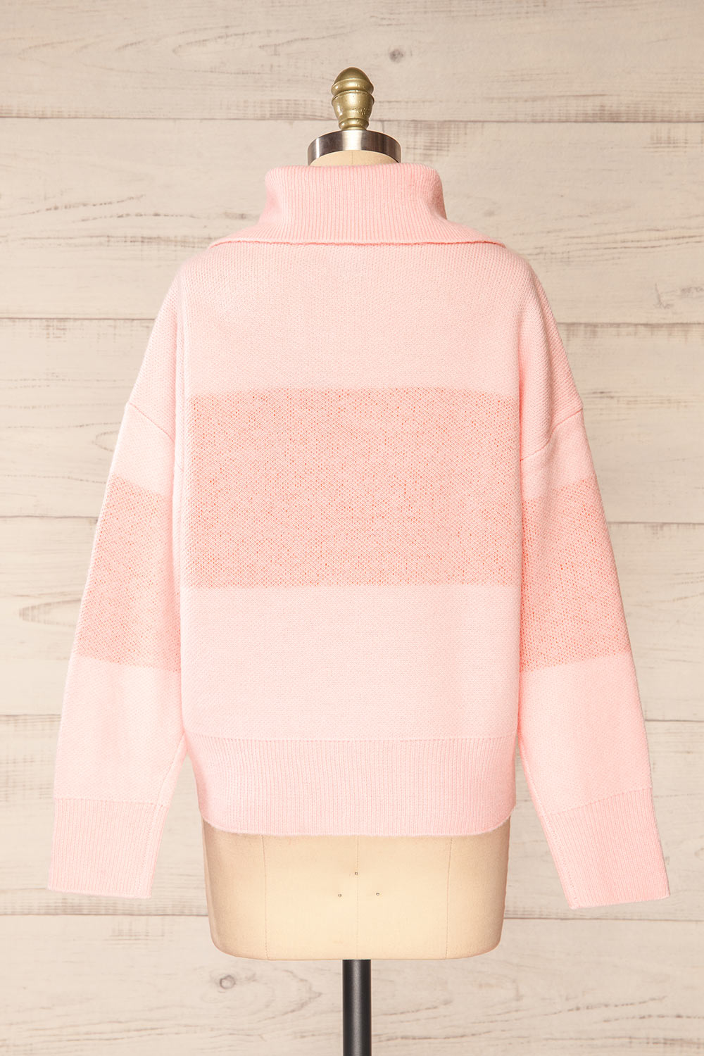 Kyzyl Pink Knit Quarter Zip Sweater | La petite garçonne back view