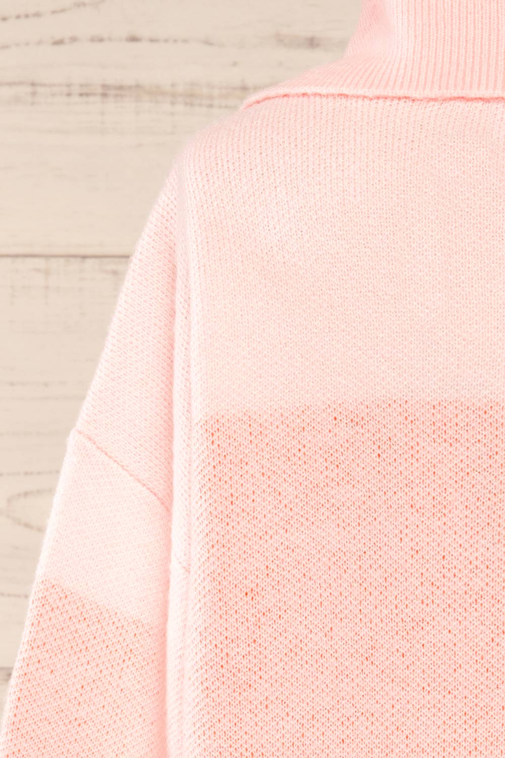 Kyzyl Pink Knit Quarter Zip Sweater | La petite garçonne back close-up