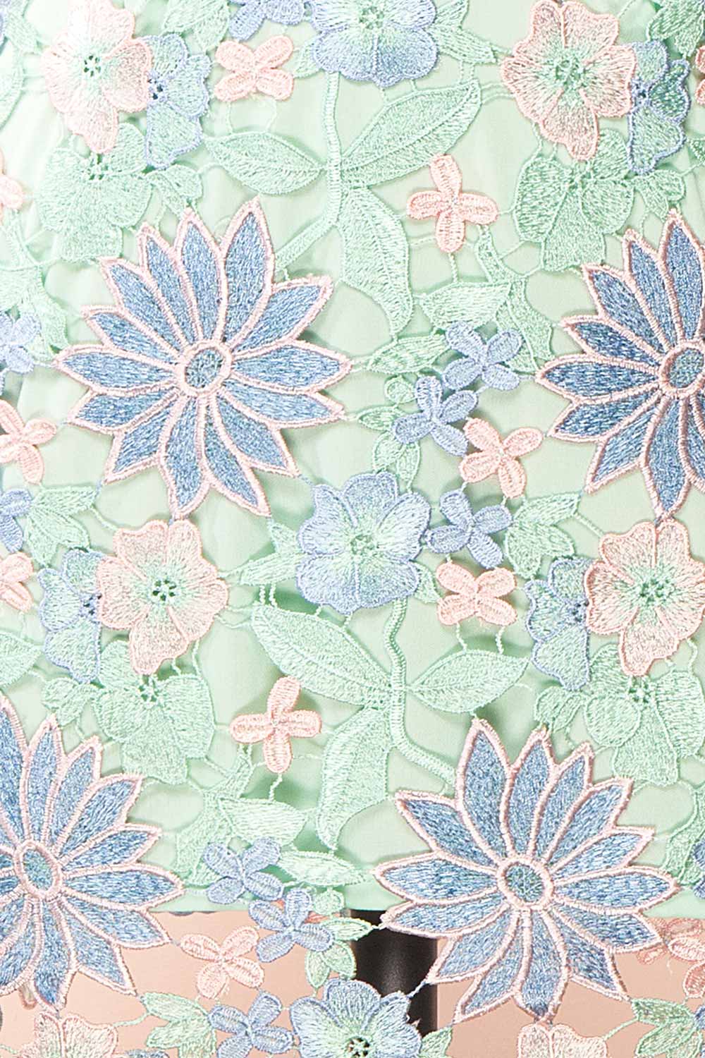 Lacrymonia Short Teal Floral Lace Dress | Boutique 1861 texture