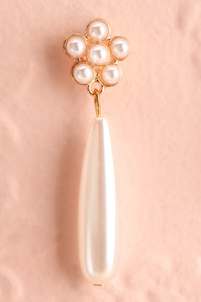 Ladybug Pearl Flower Pendant Earrings | Boutique 1861 close-up
