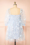 Laeticia Blue Babydoll Dress w/ Floral Appliqués | Boutique 1861 back view