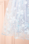 Laeticia Blue Babydoll Dress w/ Floral Appliqués | Boutique 1861 bottom