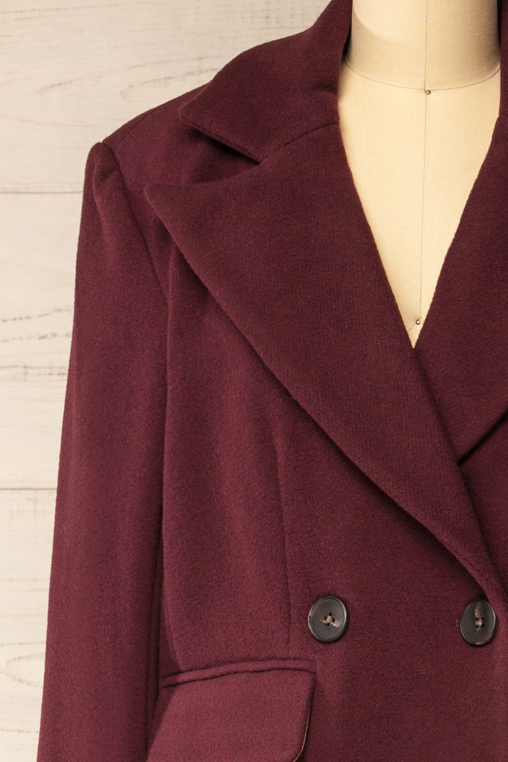 Lagos Long Burgundy Coat with Lapel Collar | La petite garçonne front 