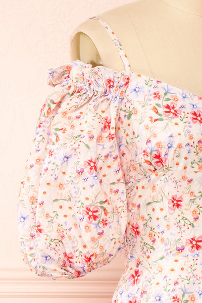 Lahja Short Floral Dress w/ Corset Back | Boutique 1861 side close-up