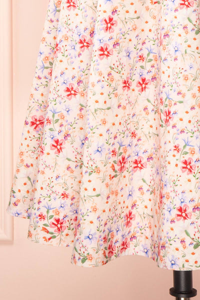 Lahja Short Floral Dress w/ Corset Back | Boutique 1861 bottom close-up