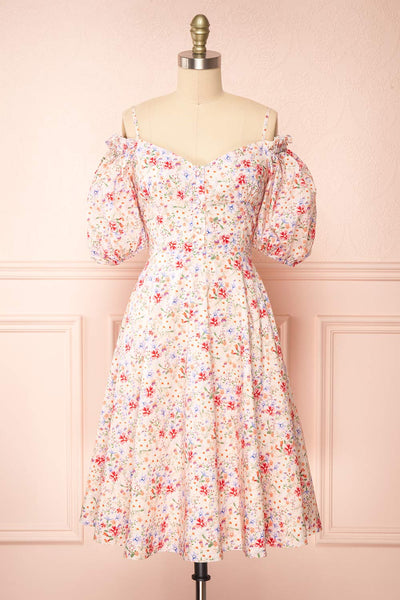 Lahja Short Floral Dress w/ Corset Back | Boutique 1861 front view